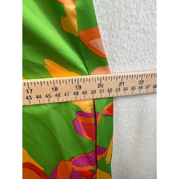 Tahari asl bohemian floral colorful relaxed satin maxi dress orange - Picture 5 of 10